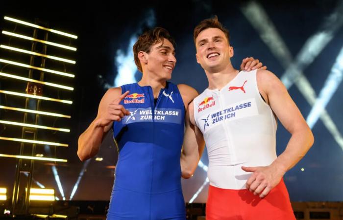 Duplantis
      wins
      his
      bet
      by
      beating
      Warholm
      over
      100
      m