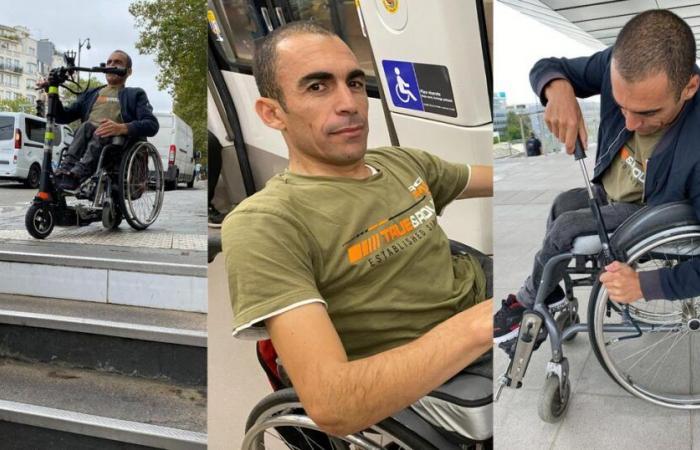 with
      Sofiane,
      in
      a
      wheelchair
      on
      Parisian
      transport