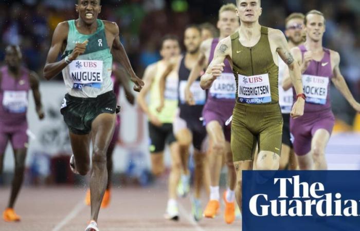 Ingebrigtsen
      and
      Kerr
      left
      trailing
      by
      Nuguse’s
      sprint
      in
      Olympic
      rematch
      |
      Athletics