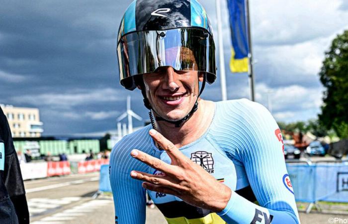 Three
      times
      gold
      in
      a
      row:
      Alec
      Segaert
      extends
      his
      European
      time
      trial
      title
      among
      the
      promising
      young
      riders