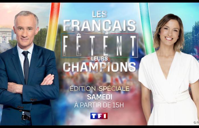 TF1
      is
      changing
      its
      programming
      and
      is
      broadcasting
      the
      parade
      of
      French
      medallists
      at
      the
      Paris
      2024
      Games
      this
      Saturday
      with
      France
      2.