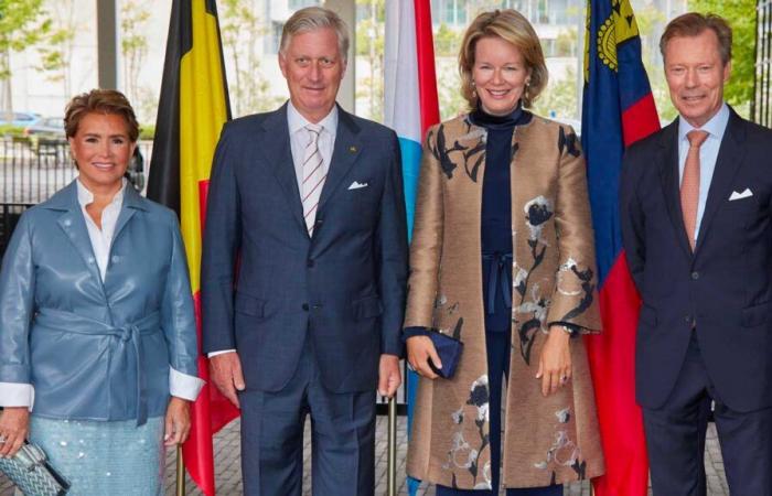 Grand Duchess Maria Teresa pairs faux leather and sequins to bid farewell to German-speaking heads of state