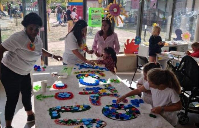 This leisure center is transformed into a large playground for a festival dedicated to young people