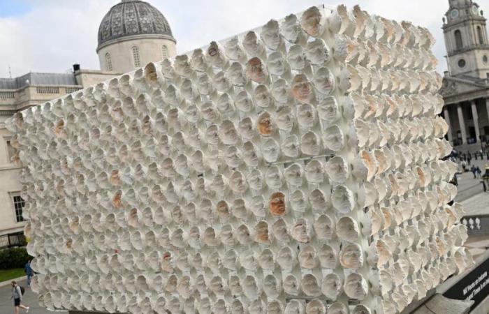 A sculpture in tribute to the trans community installed in Trafalgar Square in London