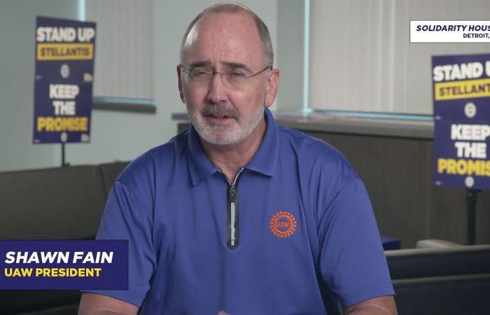 UAW President Fain announces strike vote plans at Stellantis