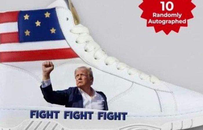 Raised fist, bleeding ear: $299 for a Trump sneaker