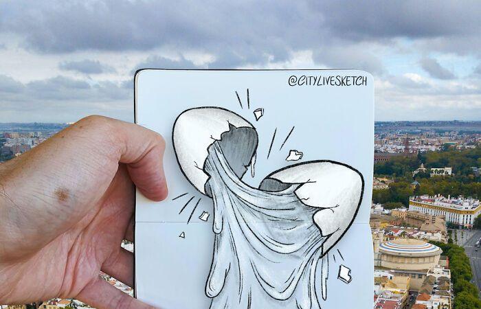 28 Surreal Scenes Created From Overlapping Drawings