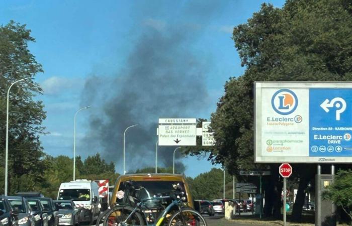 a fire in progress near Perpignan