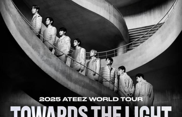 Ateez in concert at Paris La Défense Arena in February 2025