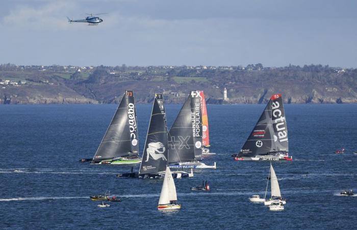 VIDEO. Relive the departure from Finistère Atlantique. 5 giants of the seas left Concarneau for Antibes