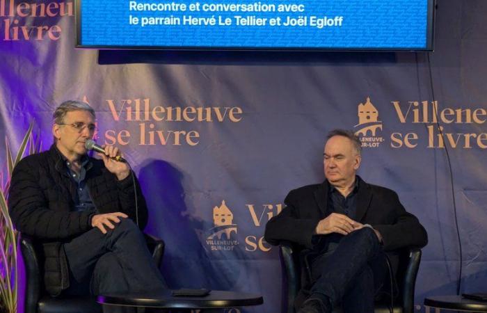 Hervé Le Tellier speaks during the literary festival