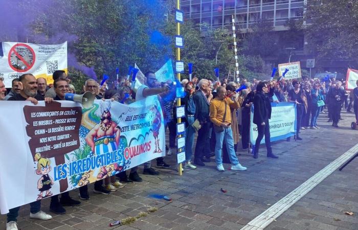 Opponents gathered in front of the Métropole de Lyon