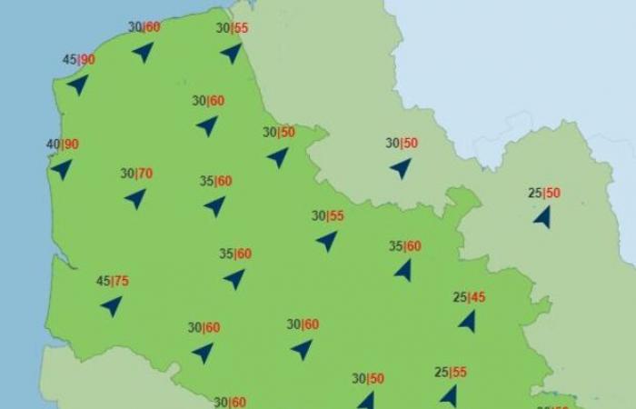 Gale this Monday afternoon along the Channel and in the north of France