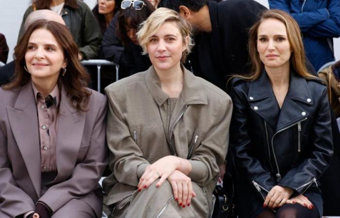 At the Stella McCartney show, Natalie Portman impeccable in leather, an actress discreetly reveals having given birth…