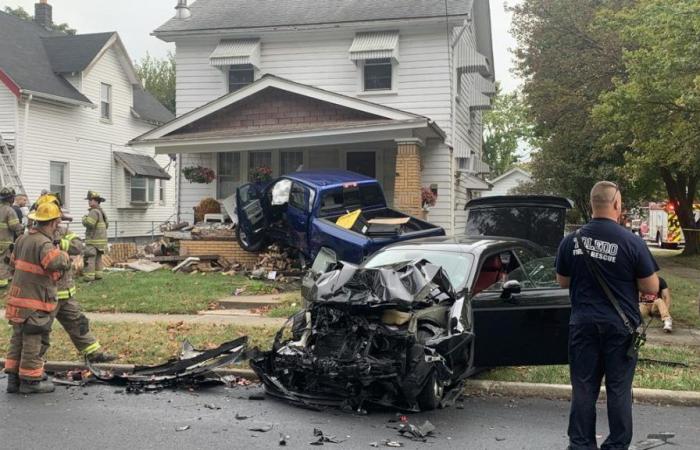 Truck runs into home after being t-boned in north Toledo