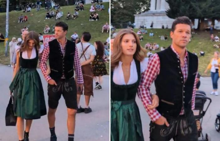 Michael Ballack celebrates his birthday at the Oktoberfest with his girlfriend, who is 24 years his junior