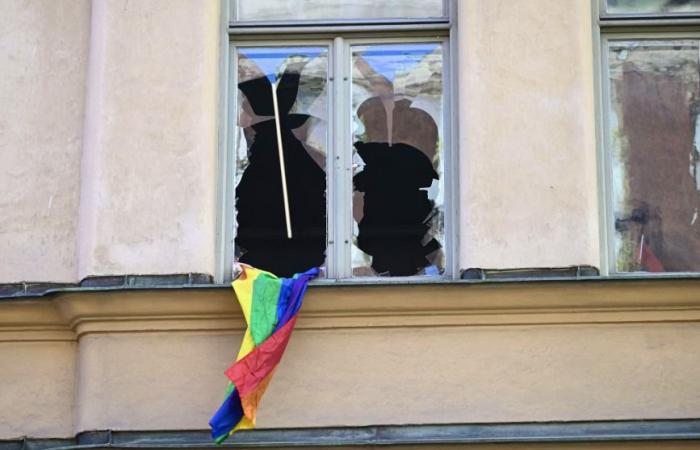 Man arrested after hanging rainbow flag from window of Moroccan embassy in Stockholm