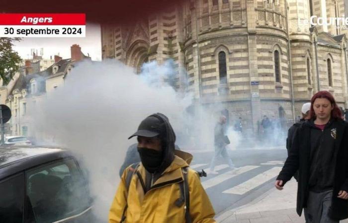 in Angers, the police use tear gas to block antifa