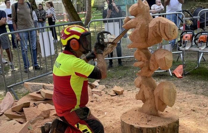 The artist Chris le Farfadet showed his sculpting talents at the hazelnut festival