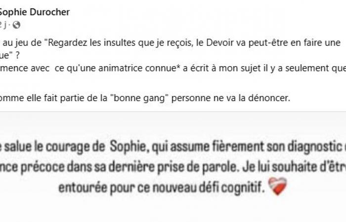 Rosalie Bonenfant securely picks up Sophie Durocher and this last reply