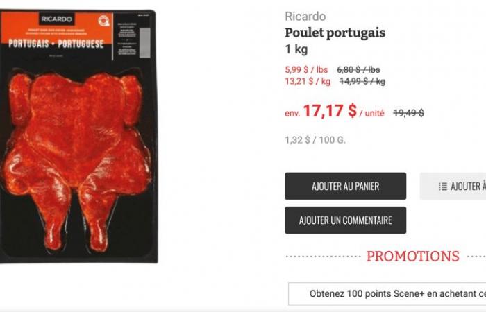 Quebecers shocked by the price of a Ricardo chicken sold in an IGA