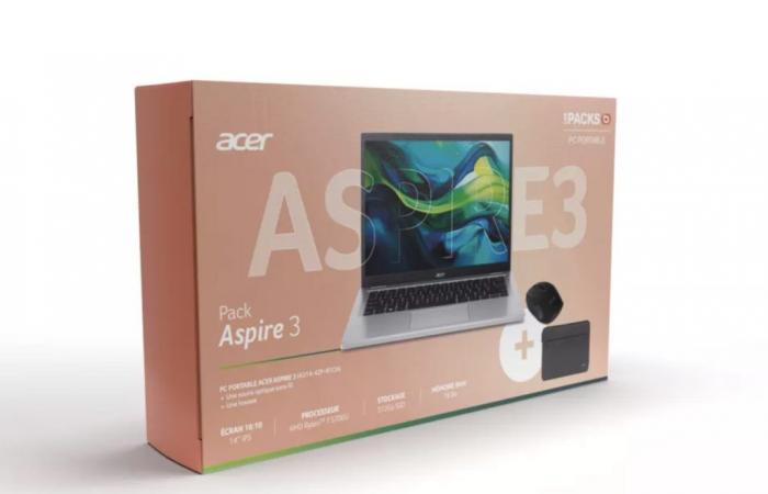 The price of this Acer laptop with mouse and bag collapses at Boulanger