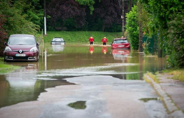 Demonstration of firefighters, workshops and theater to discuss the risk of flooding, in Belleville-sur-Loire