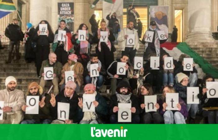 Conflict in the Middle East: demonstrators denounce the declarations of Georges-Louis Bouchez in front of the MR headquarters