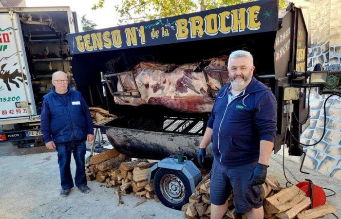 The carcass of a 325 kg cow will spend the day on its spit before the medieval feast