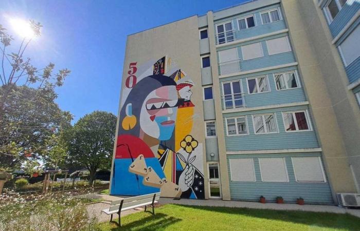 What is this new giant fresco that has just been created in Caen?