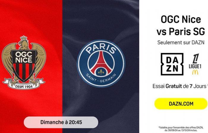 Free DAZN for 7 days to watch the Nice – PSG match today