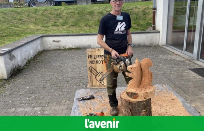 Philippe Noirot, from Transinne, has been sculpting with a chainsaw for over 25 years (video)