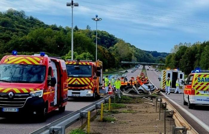 Moselle-East. Spectacular accident on the A320 motorway in Forbach: two seriously injured extricated