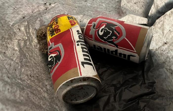 In the Netherlands, empty cans from the LAM museum thrown in the trash… even though they were a work