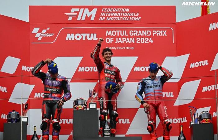 MotoGP Japan J3, Debriefing Francesco Bagnaia (Ducati/): “it could be a good situation to arrive in Valencia with the same points and whoever wins is the champion”, etc. (entirety)