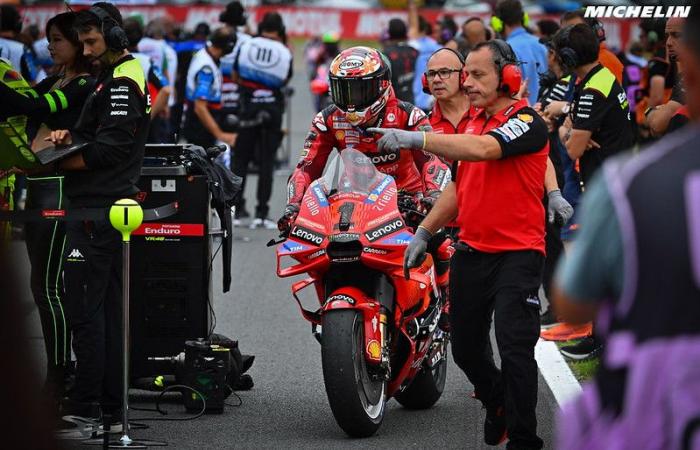 MotoGP Japan J3, Debriefing Francesco Bagnaia (Ducati/): “it could be a good situation to arrive in Valencia with the same points and whoever wins is the champion”, etc. (entirety)