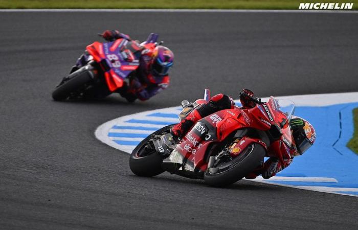 MotoGP Japan J3, Debriefing Francesco Bagnaia (Ducati/): “it could be a good situation to arrive in Valencia with the same points and whoever wins is the champion”, etc. (entirety)