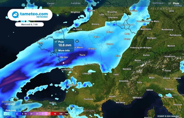 Exceptional rainfall expected from next night in France! Up to 100 liters/m² in 24 hours!