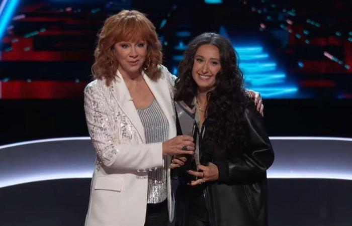 a candidate receives the trophy during the blind auditions in the United States