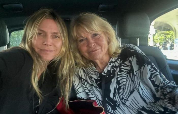 Heidi Klum poses with her natural mother