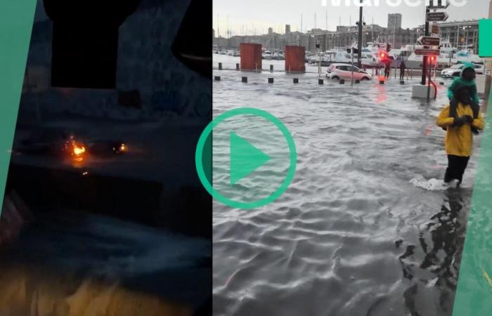 Marseille and its Old Port under the influence of rapid flooding after torrential rains