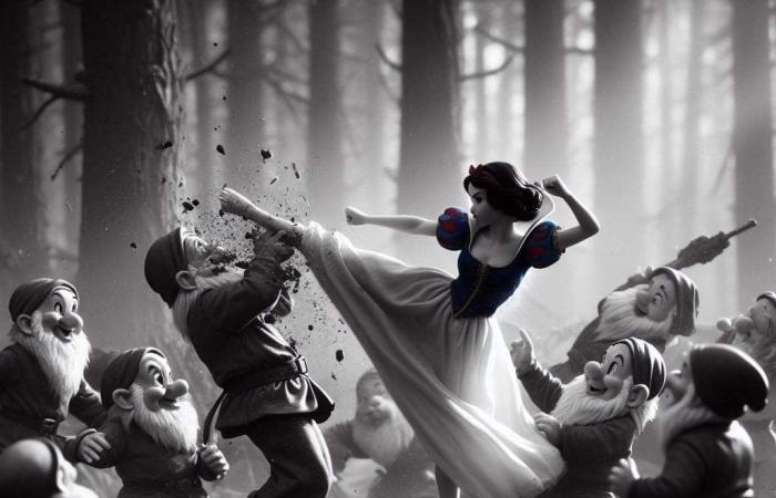 10 scenes where Snow White fights against and the 7 dwarves