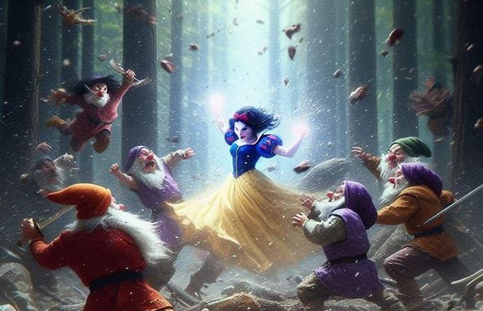 10 scenes where Snow White fights against and the 7 dwarves