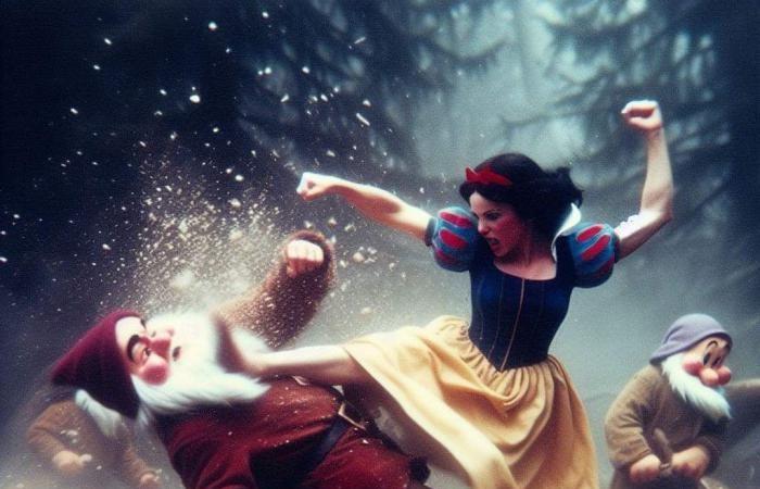 10 scenes where Snow White fights against and the 7 dwarves