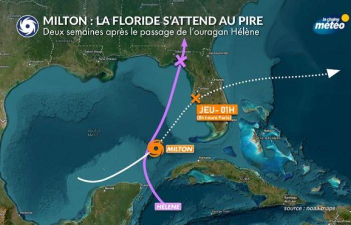 Hurricane Milton 300 km from the coast of Florida with winds of 250 km/h