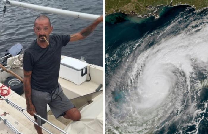 One-legged man braves Hurricane Milton (video)