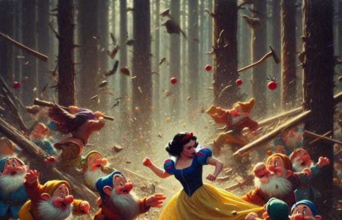 10 scenes where Snow White fights against and the 7 dwarves