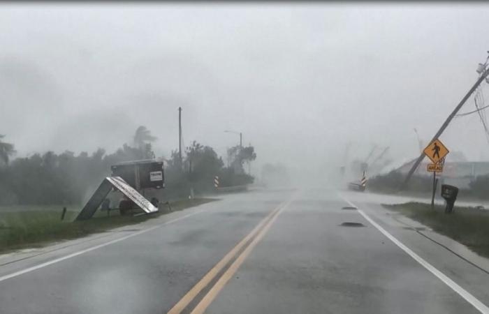 Video: Violent Hurricane Milton uproots light poles in America