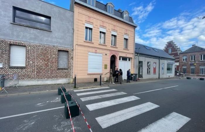 a closed city center street in Caudry