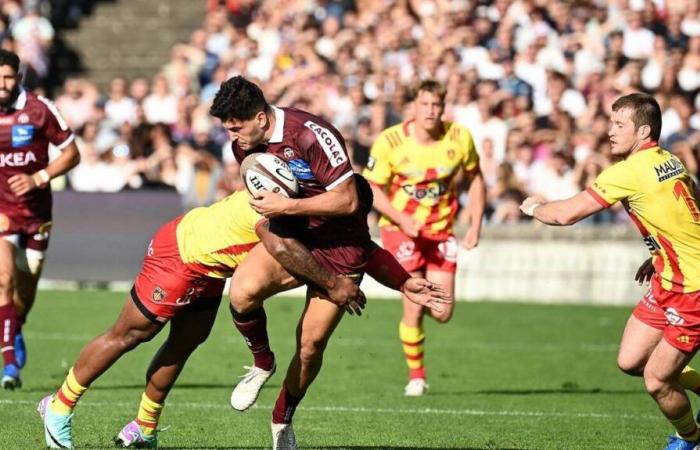 Bordeaux’s Nicolas Depoortere, victim of a concussion against Perpignan